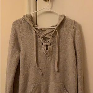 Hollister Hooded Lace Up Sweater